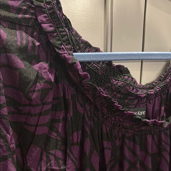 Karen Kane Womens Blouse Black and Purple Elastic Collar Size XL - Picture 3 of 5
